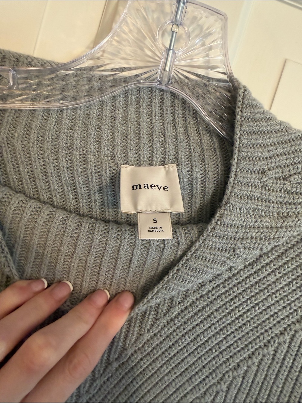 Anthropologie Maeve The Katey Mock Neck Bell Sleeve Sweater Grey Sz Small NWT - Picture 3 of 5